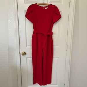 Red Tie Waist Jumpsuit